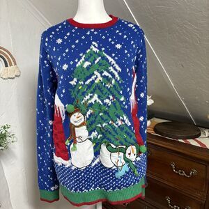 Ugly Christmas Sweater Tree Built-in‎ Light Bulbs Battery Back Missing size M